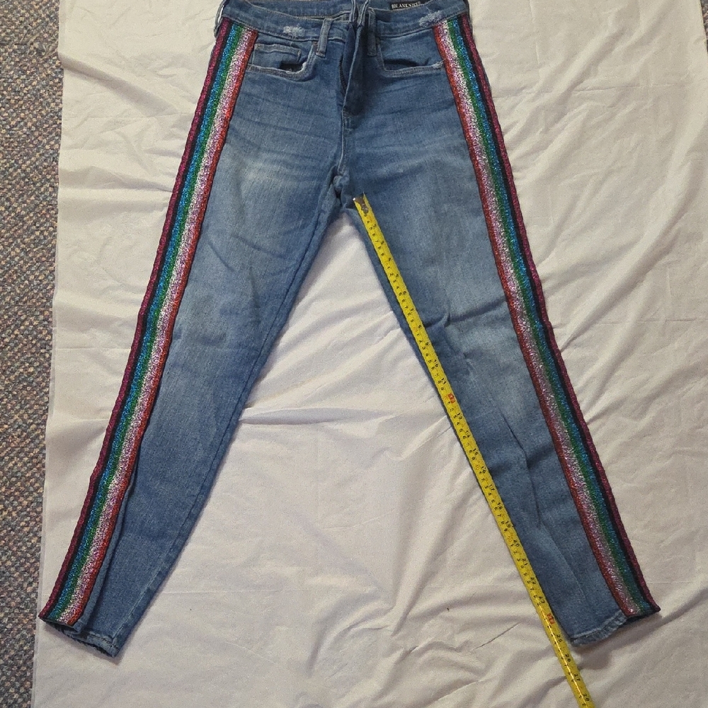 Blank NYC Light Blue Jeans with Rainbow Side Stripes